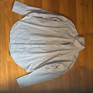 Good American White and Blue Lightweight Shirt Jacket